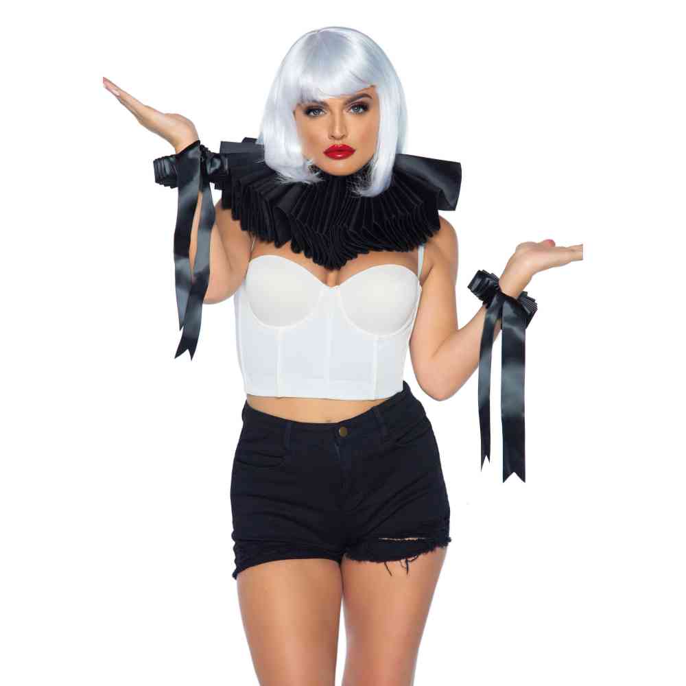 Leg Avenue - Deluxe Ruffle Ensemble d'accessoires de costume - Noir